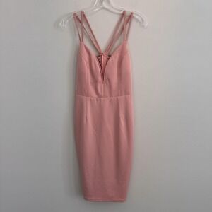 ENTRY Women's Large Dusty Rose Pink Cage Back Bodycon Dress Sexy Party Club